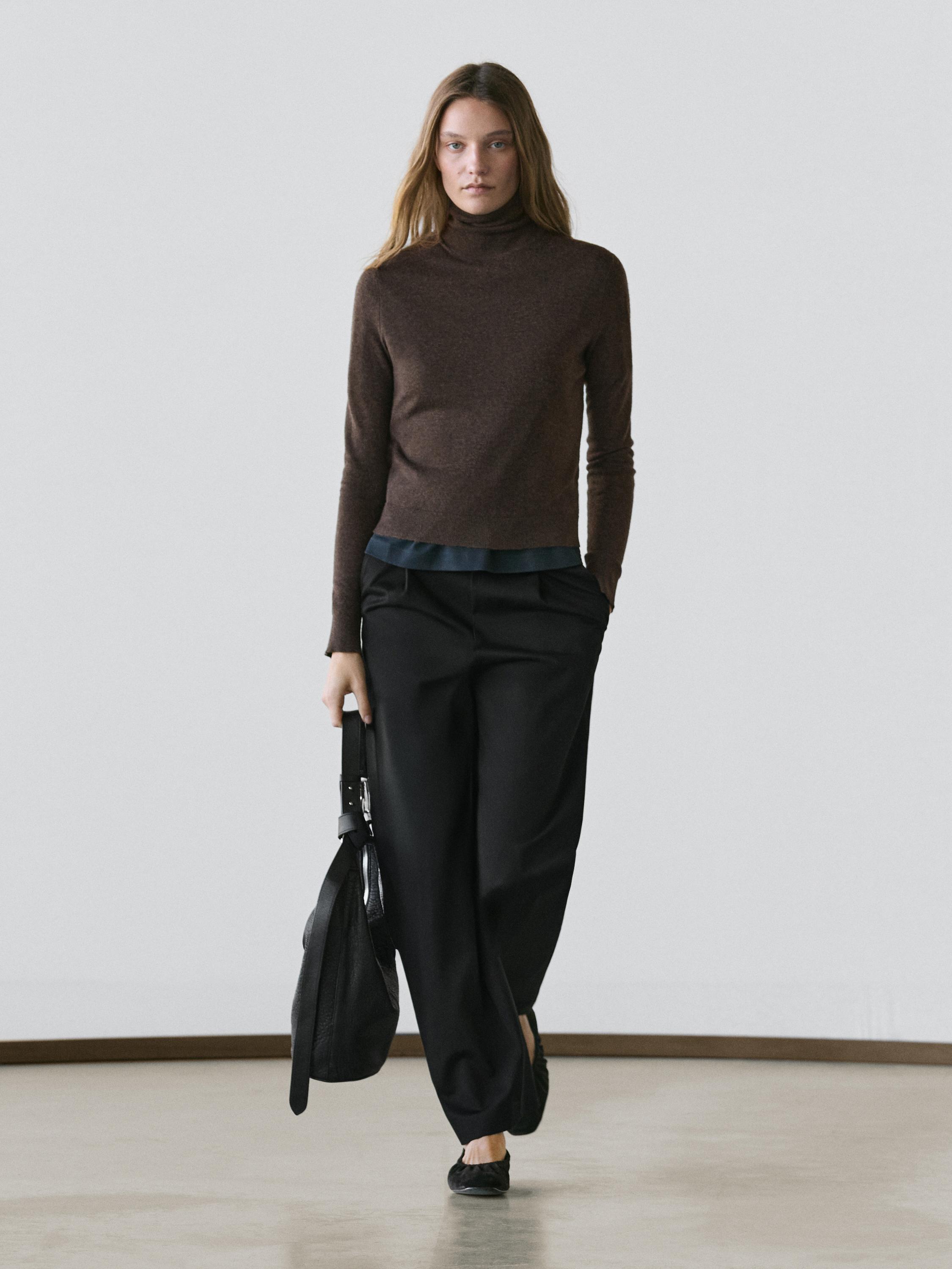 Darted cotton trousers